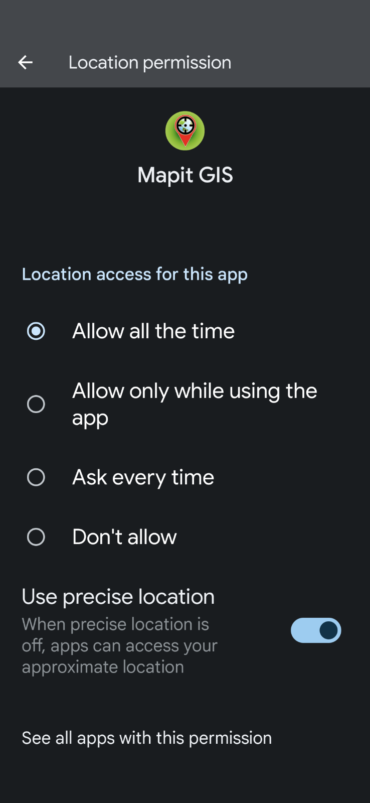 Mapit GIS Professional - Location Permissions