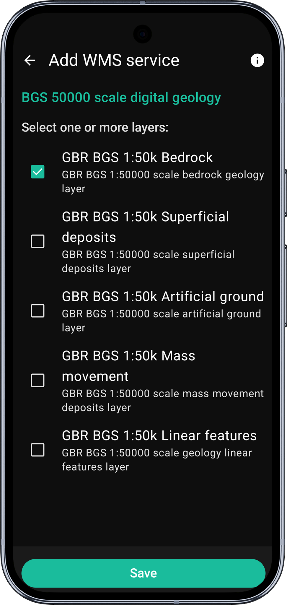 Mapit GIS Professional - wybór warstw WMS - Android