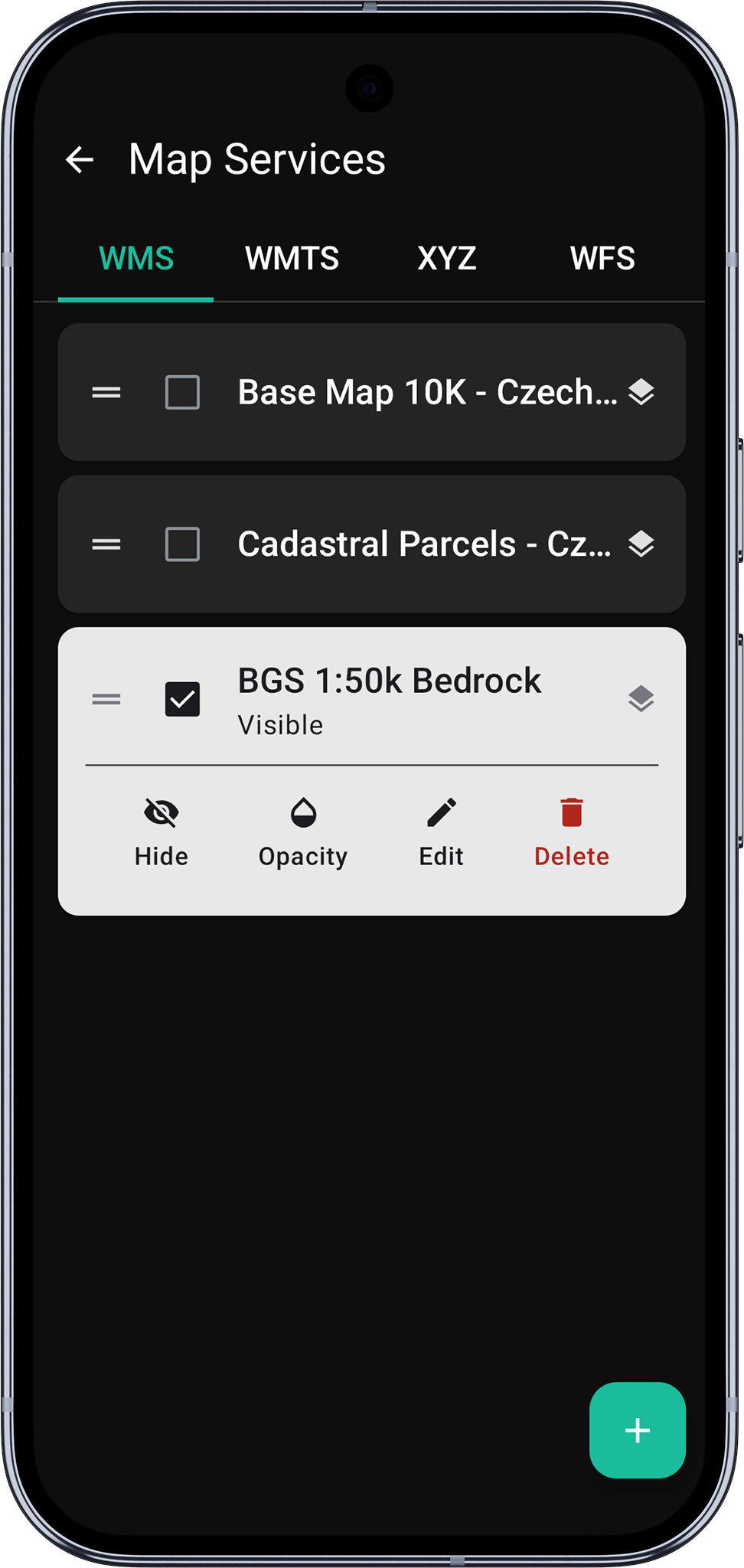 Mapit GIS Professional - widoczność usługi WMS - Android