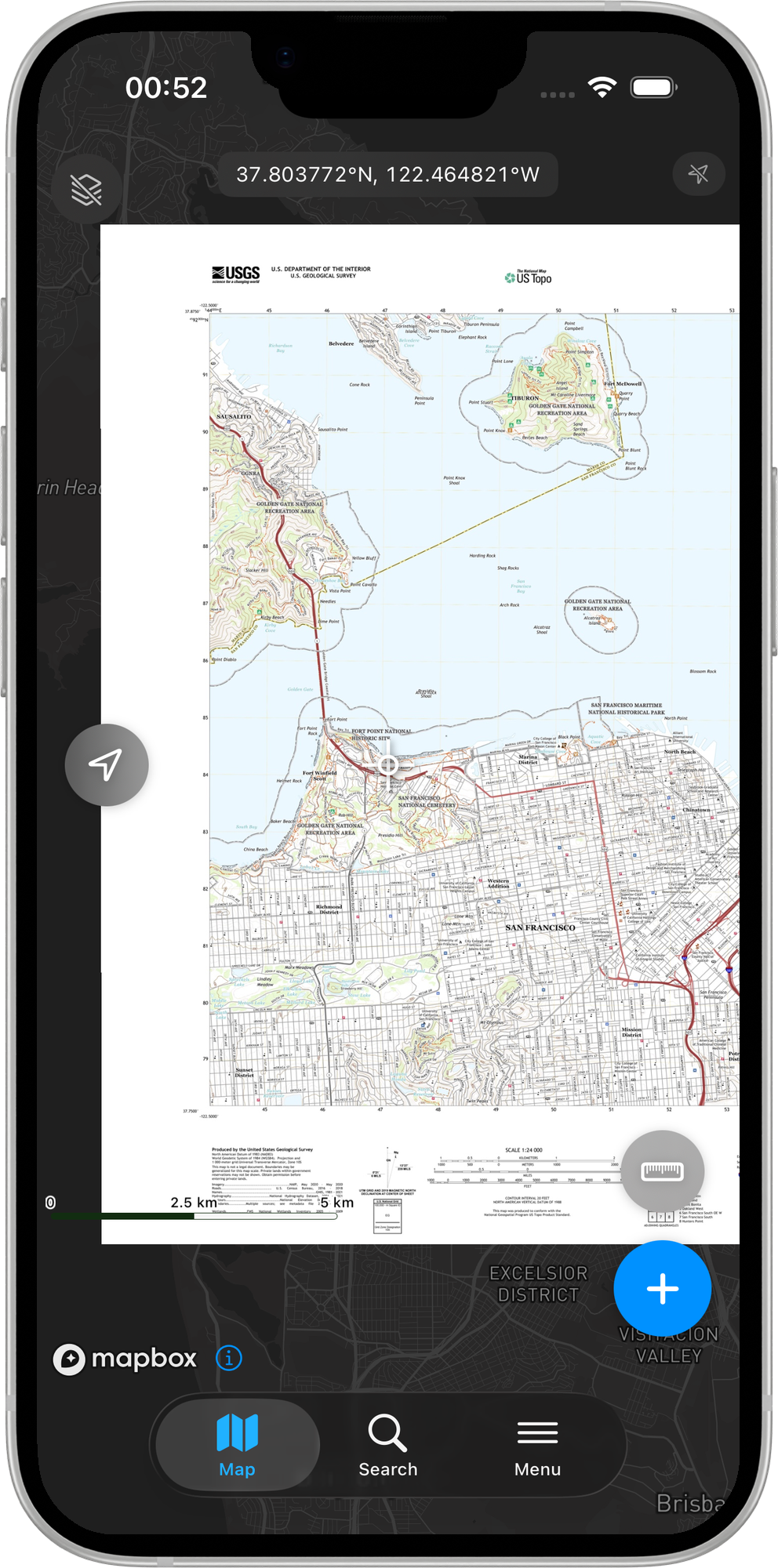 Mapit GIS iOS - GeoPDF wyświetlony na mapie podkładowej - iOS