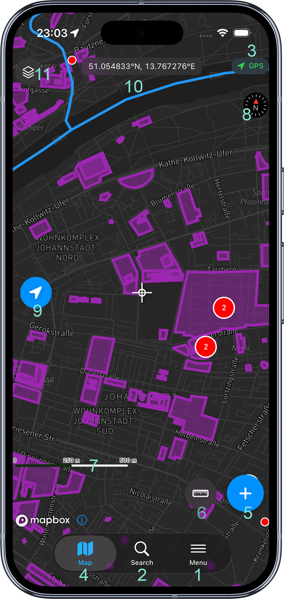 Mapit GIS Professional - ekran mapy